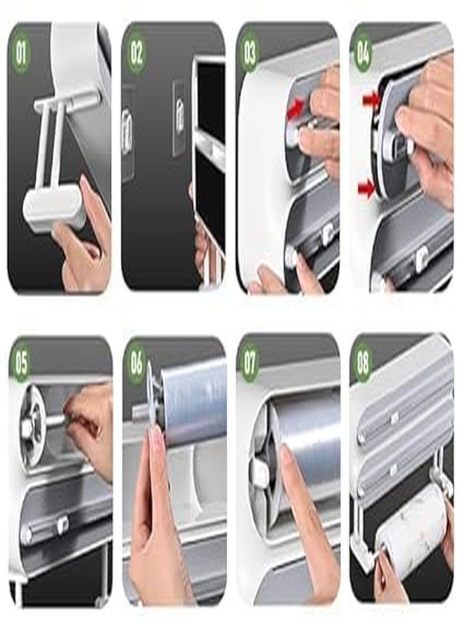 CHALISA Magnetic Foil Paper and Holder Plastic 3 in 1 Aluminum Foil and Plastic Wrap Organizer, Wall Mount Kitchen Wrap Organizer, Cling Wrap Dispenser with Paper Towel Holder - Image 5
